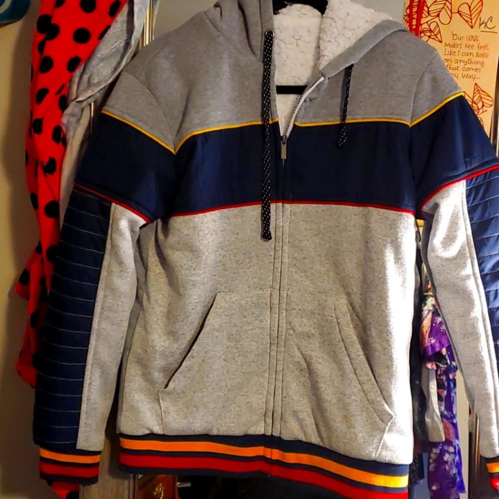 Small Mens Blue Gear Fleace Sweater